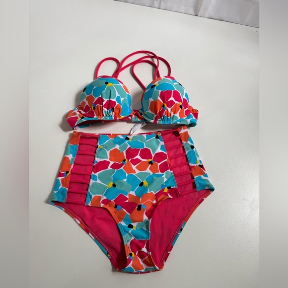 aerie Other - Aerie Floral Bridget Bikini Top 34C & High-Rise Strappy Bottoms Small Set